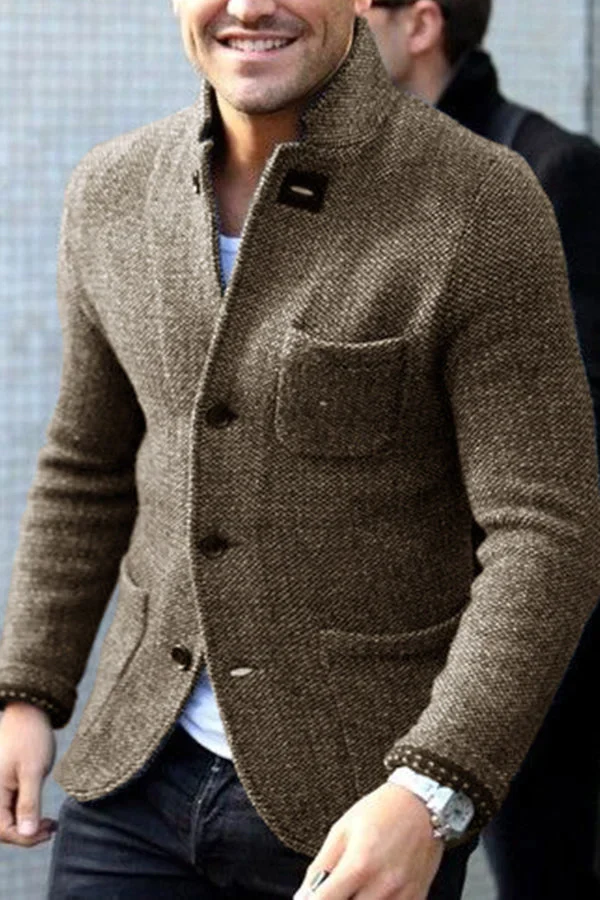 Heren Blazer – Tailored Fit – Wolstructuur – Enkele Rij Knoopsluiting – Zakelijk