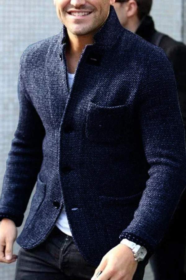 Heren Blazer – Tailored Fit – Wolstructuur – Enkele Rij Knoopsluiting – Zakelijk