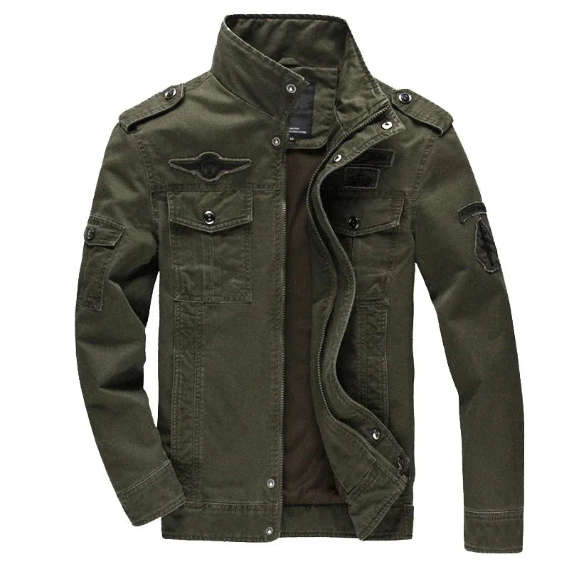 Heren bikerjack – Cotton – Getailleerde pasvorm – Ritssluiting – Epauletten