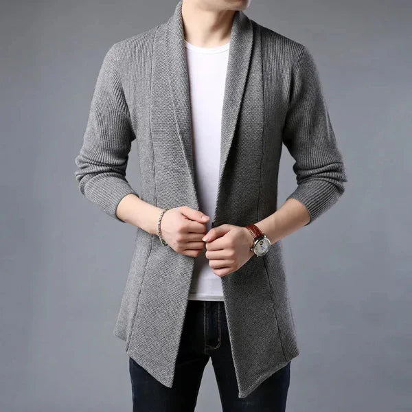 Heren Vest – Regular Fit – Wol – Open Voorzijde – Sjaalkraag – Geribbelde Textuur