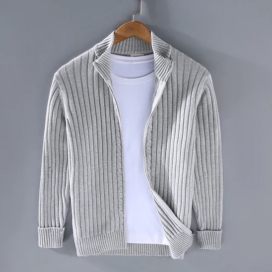 Heren Vest – Slim Fit – Katoen – Geribd – Ritsluiting – Geschikt voor Layering