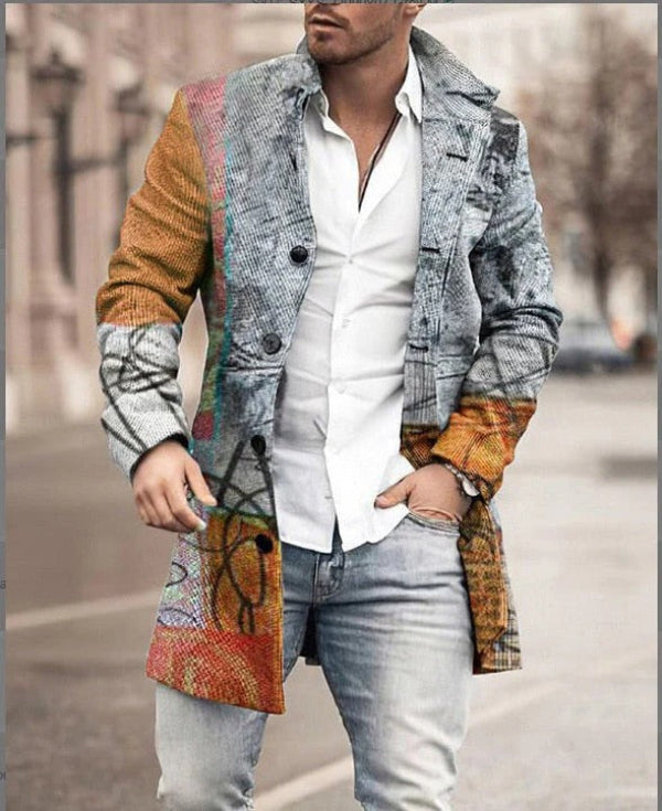 Heren Mantel – Tailored Fit – Wolmix – Ruitpatroon – Knoopsluiting – Reverskraag