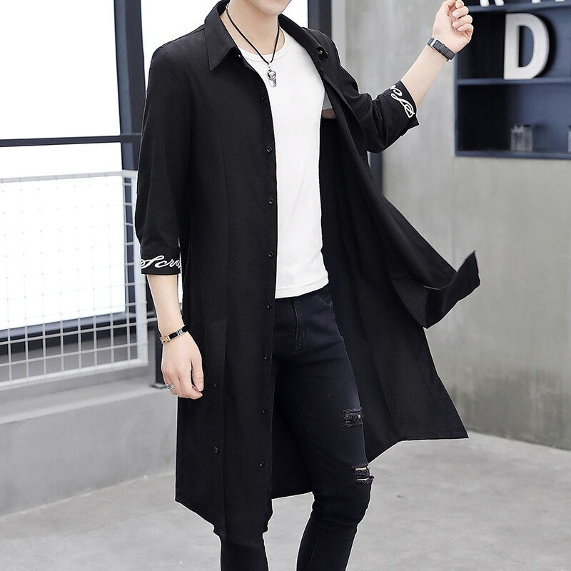 Heren trenchcoat – Oversized fit – Katoenmix – Lange mouw – Casual lange jas