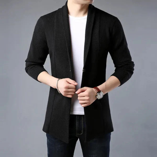 Heren Vest – Regular Fit – Wol – Open Voorzijde – Sjaalkraag – Geribbelde Textuur