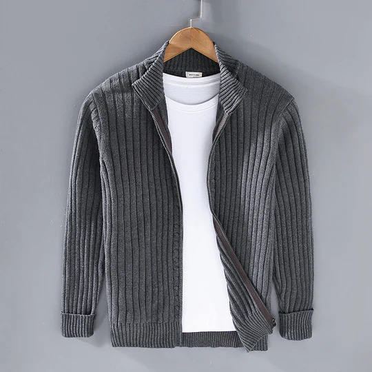 Heren Vest – Slim Fit – Katoen – Geribd – Ritsluiting – Geschikt voor Layering
