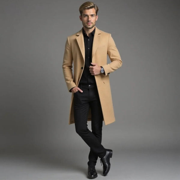 Heren Lange Jas – Tailored Fit – Wolmix – Single-Breasted – Formele Look