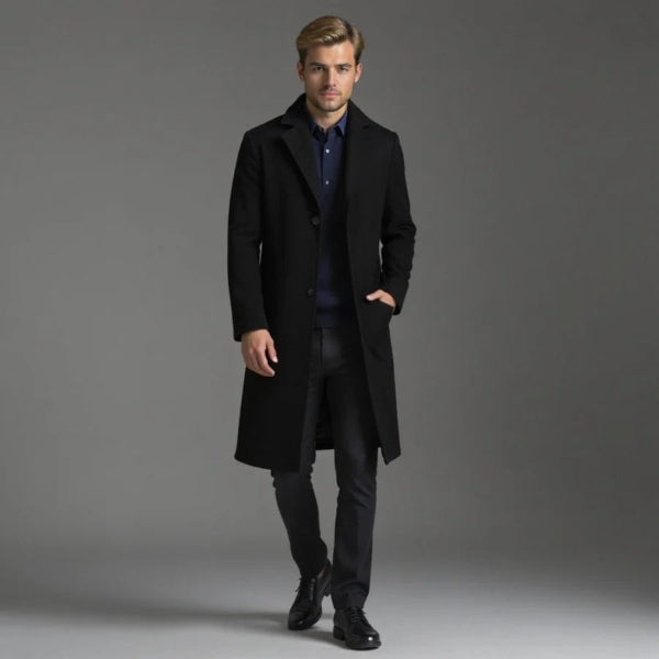 Heren Lange Jas – Tailored Fit – Wolmix – Single-Breasted – Formele Look