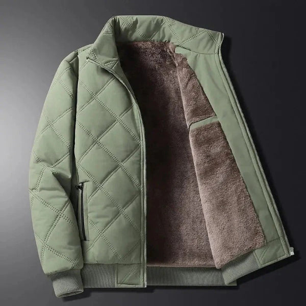 Heren Gewatteerde Jas – Fleece Voering – Winddicht – Regular Fit – Heuplengte