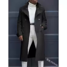 Heren trenchcoat – wolmix – relaxed fit – double-breasted – middenlang model