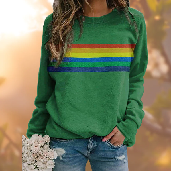 Dames Pullover Trui – Losse Pasvorm – Zachte Knit – Lange Mouwen – Gestreept Design