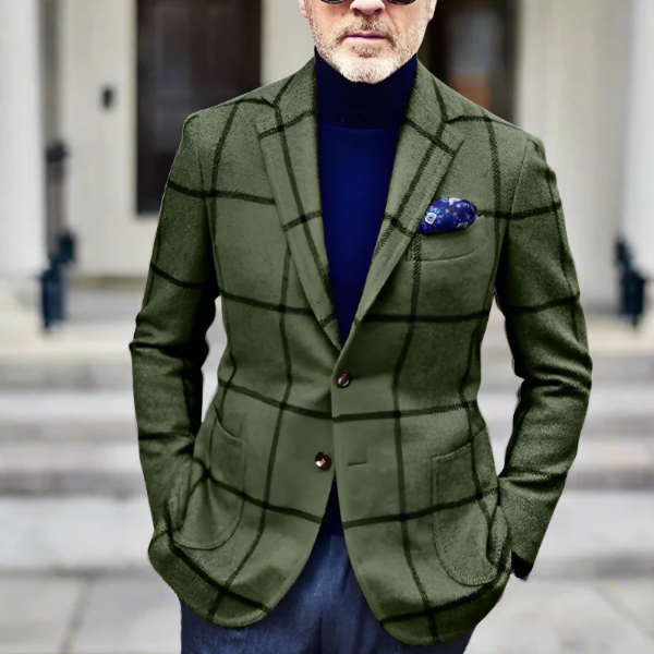 Heren Blazer – Tailored Fit – Wolmix – Ruitpatroon – Notch Revers – Formele Look