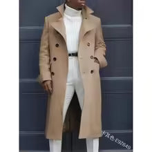 Heren trenchcoat – wolmix – relaxed fit – double-breasted – middenlang model