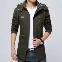 Heren trenchcoat – Regular fit – Winddicht – Capuchon – Rits en knoopsluiting – Praktisch