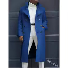 Heren trenchcoat – wolmix – relaxed fit – double-breasted – middenlang model