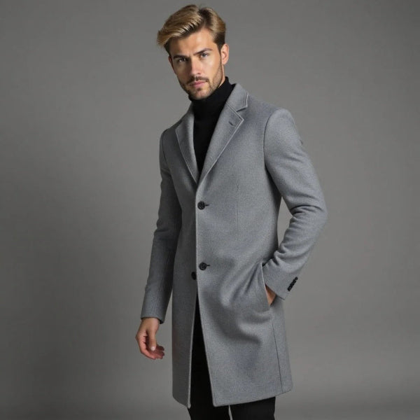 Heren Lange Jas – Tailored Fit – Wolmix – Single-Breasted – Formele Look