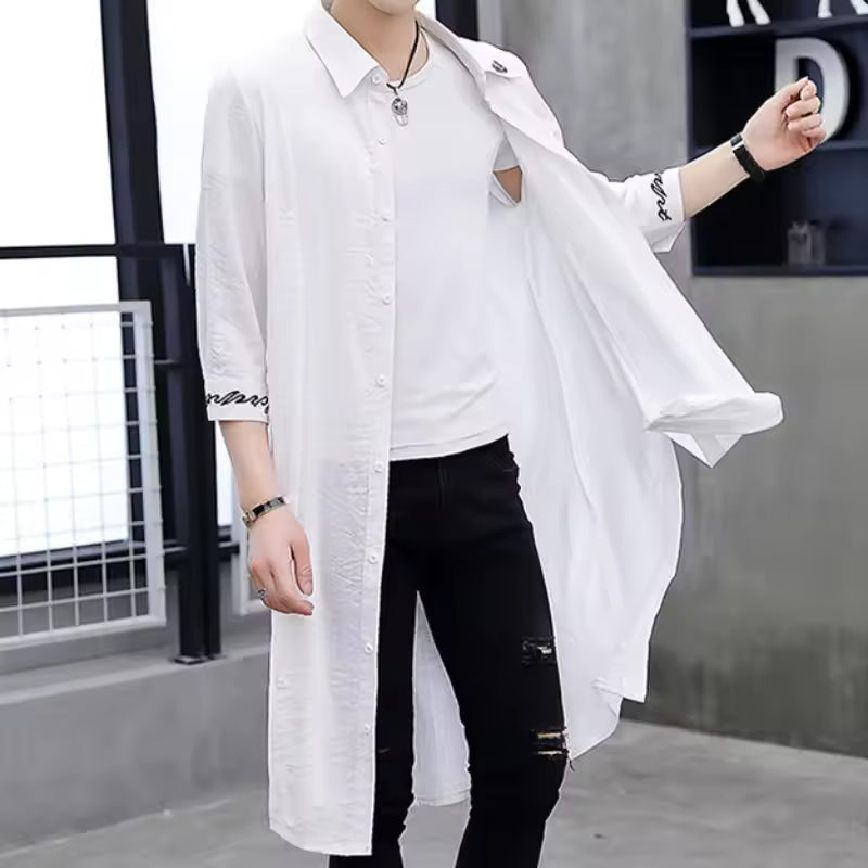 Heren trenchcoat – Oversized fit – Katoenmix – Lange mouw – Casual lange jas