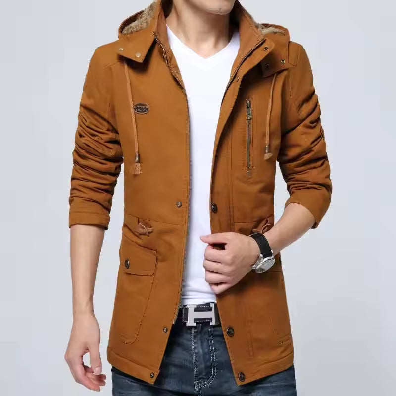 Heren trenchcoat – Regular fit – Winddicht – Capuchon – Rits en knoopsluiting – Praktisch