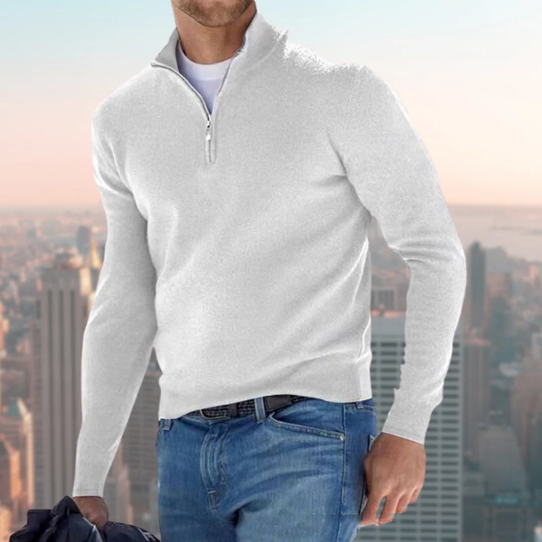 Heren Sweatshirt – Regular Fit – Katoenmix – Kwart Rits – Opstaande Kraag – Casual