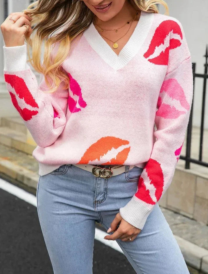 Amelia | Trui met Lippenprint