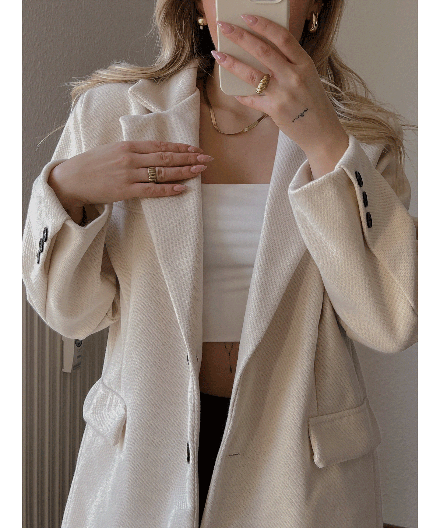 Vimala | Beige Oversized Casual Blazer