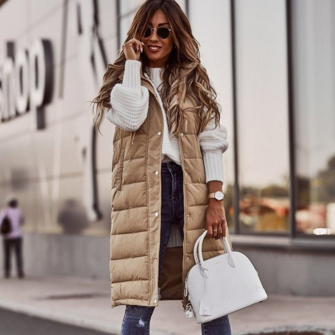 Amie | Trendy Lange Gewatteerde Bodywarmer