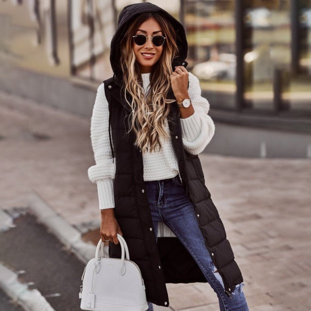 Amie | Trendy Lange Gewatteerde Bodywarmer