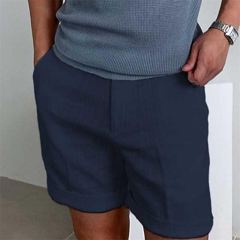 Heren Korte Broek – Relaxte Pasvorm – Omgeslagen Zoom – Ademend Natuurlijk Textiel