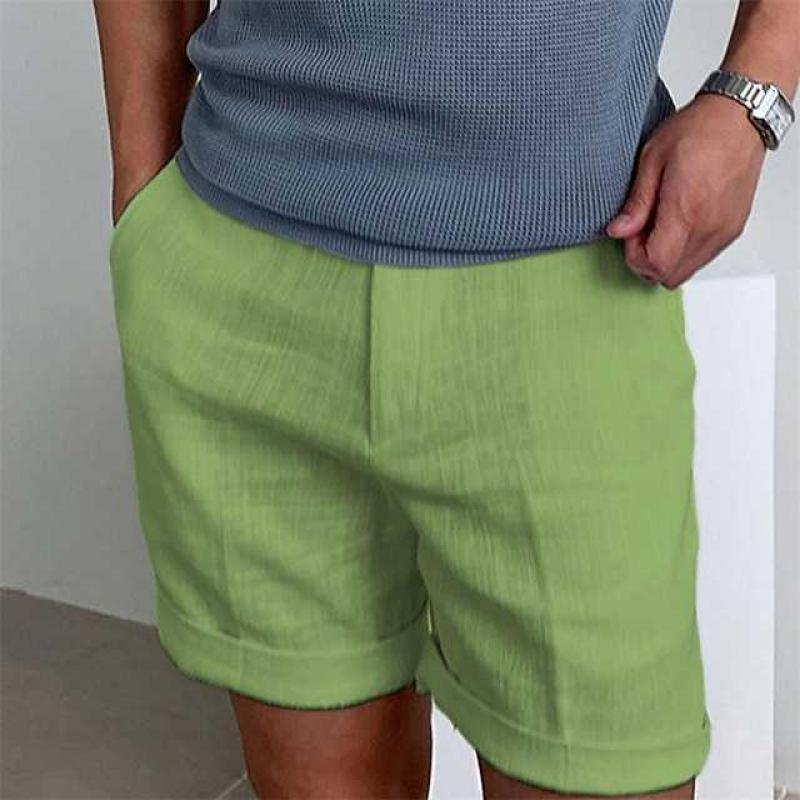 Heren Korte Broek – Relaxte Pasvorm – Omgeslagen Zoom – Ademend Natuurlijk Textiel