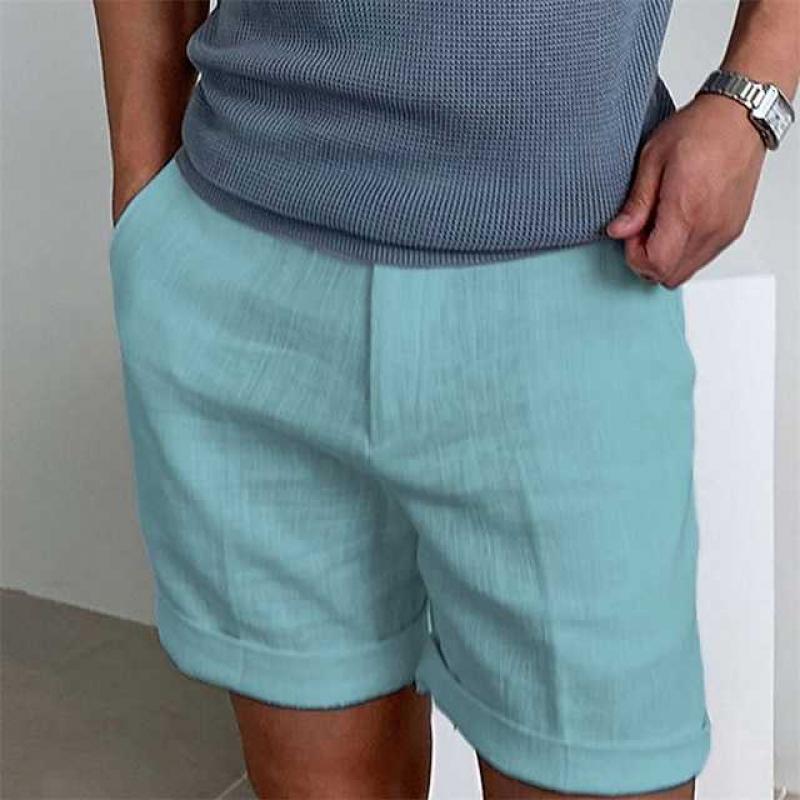 Heren Korte Broek – Relaxte Pasvorm – Omgeslagen Zoom – Ademend Natuurlijk Textiel