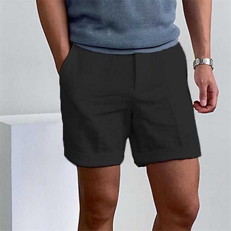 Heren Korte Broek – Relaxte Pasvorm – Omgeslagen Zoom – Ademend Natuurlijk Textiel