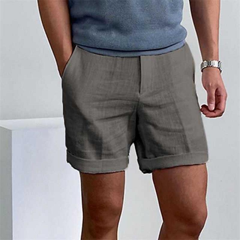 Heren Korte Broek – Relaxte Pasvorm – Omgeslagen Zoom – Ademend Natuurlijk Textiel