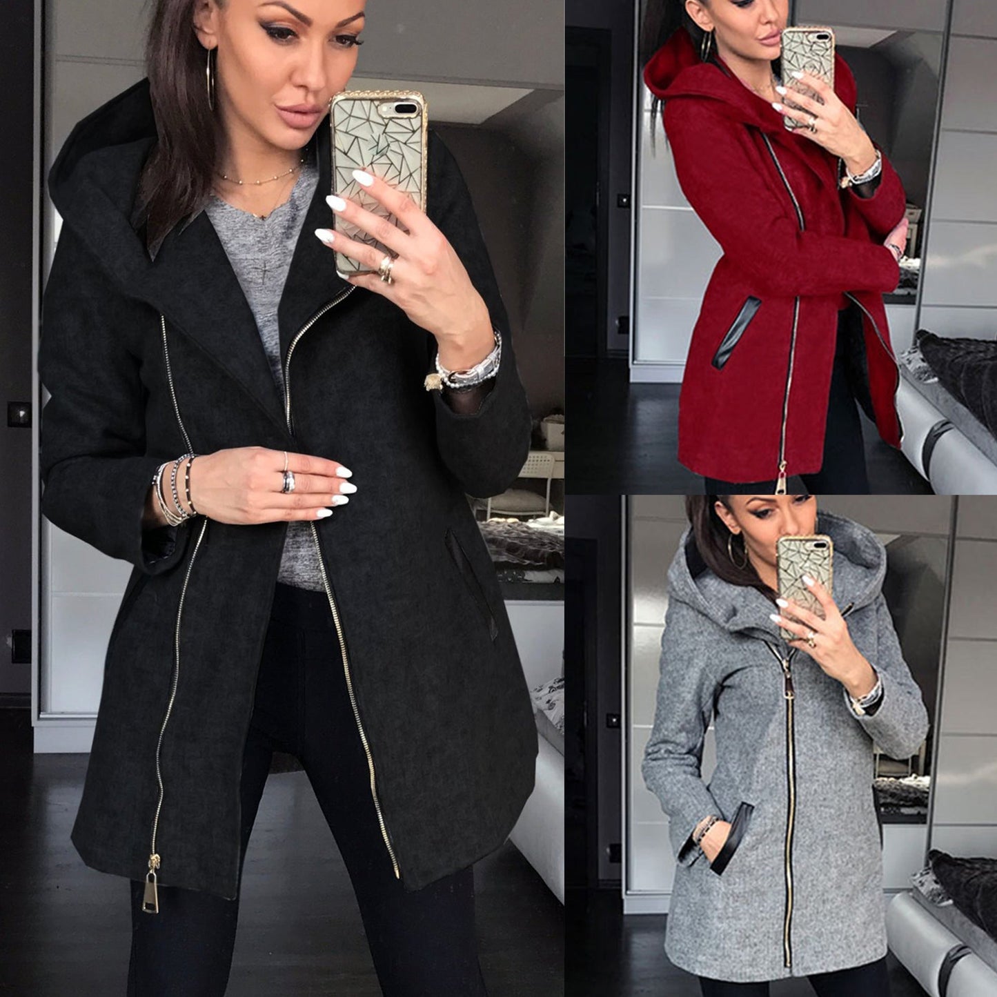 Lisbet | Moderne Lange Hoodie Winterjas