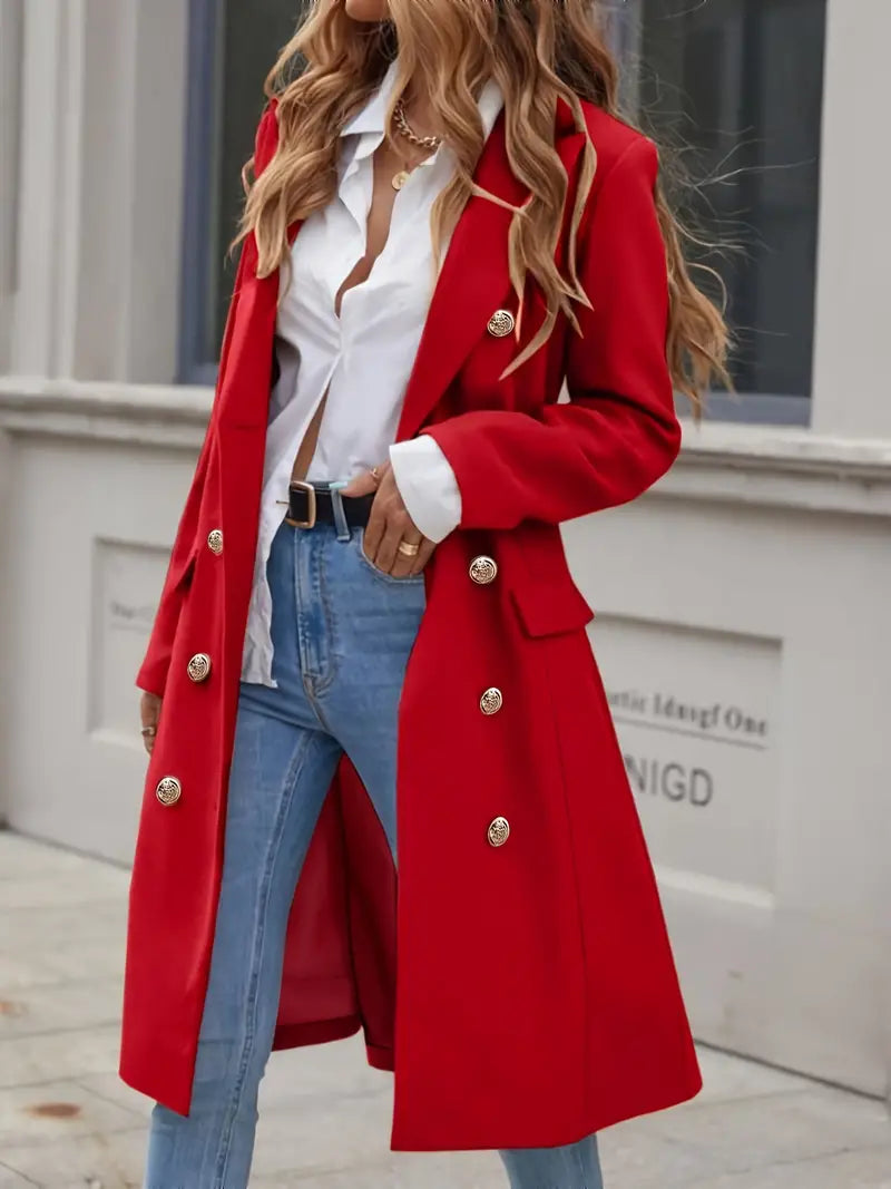 Fae | Elegante Dubbelrijige Lange Trenchcoat