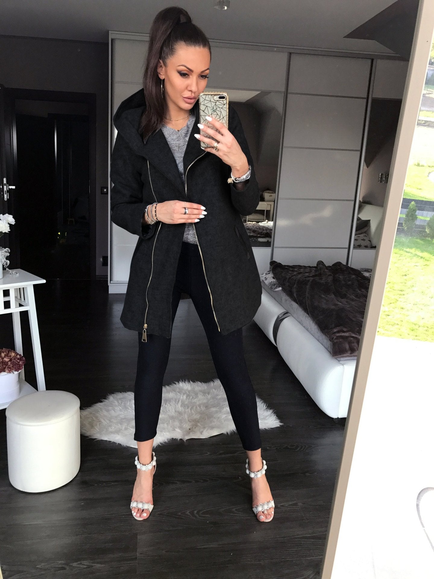 Lisbet | Moderne Lange Hoodie Winterjas