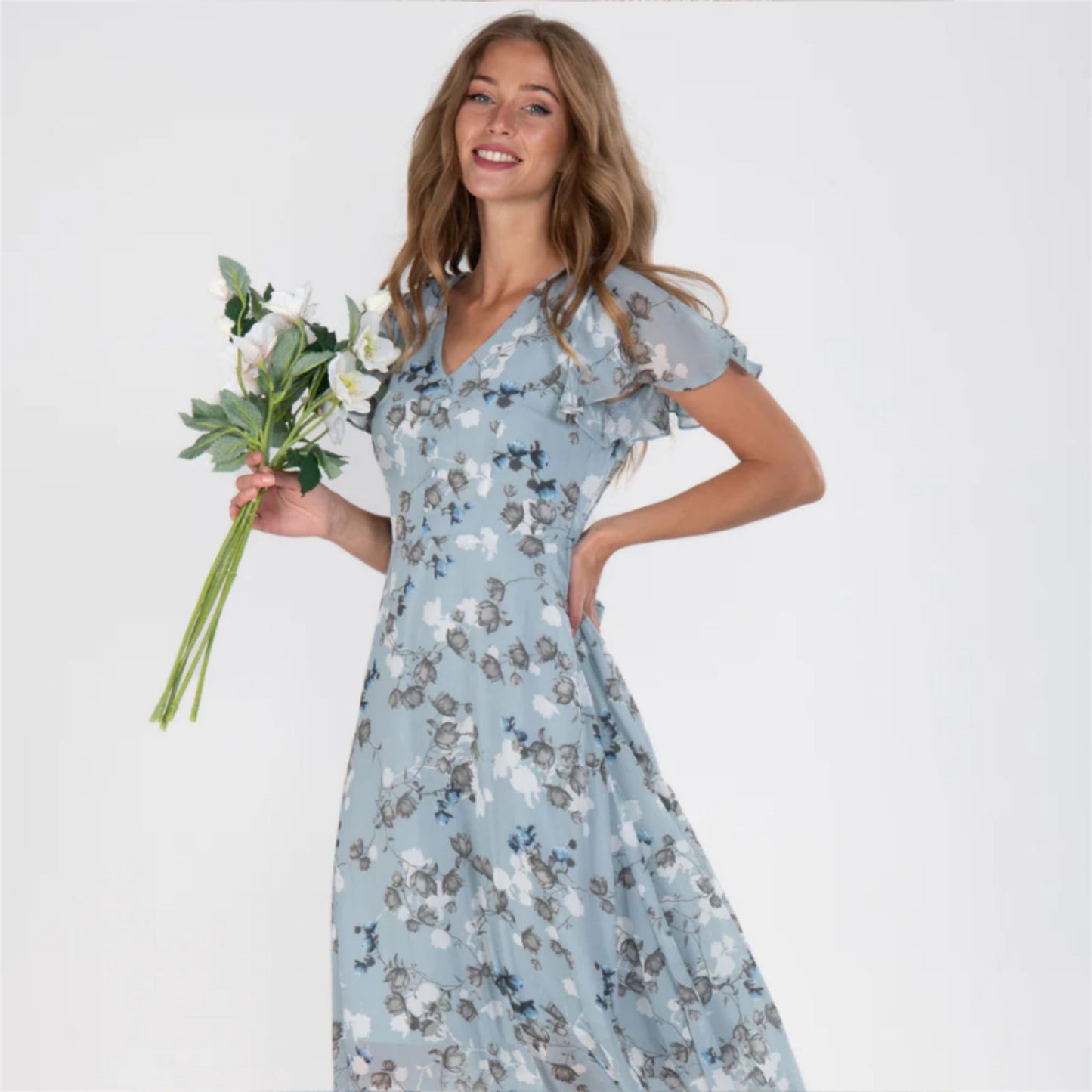 Ensorina | Dames Maxi Jurk | V-hals Bloemenprint
