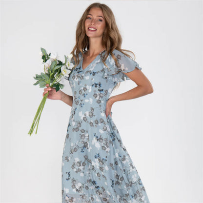 Ensorina | Dames Maxi Jurk | V-hals Bloemenprint