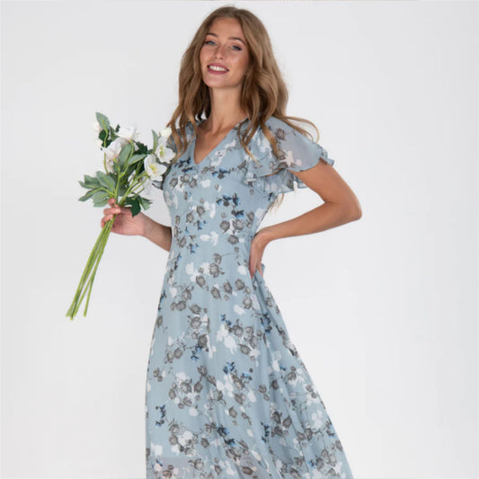 Ensorina | Dames Maxi Jurk | V-hals Bloemenprint