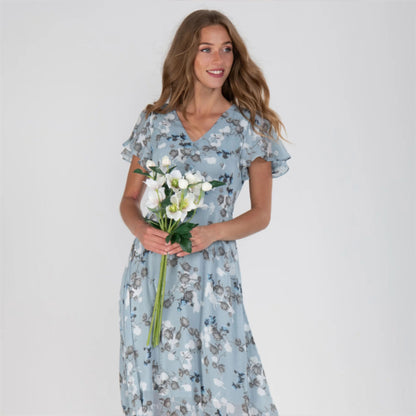 Ensorina | Dames Maxi Jurk | V-hals Bloemenprint