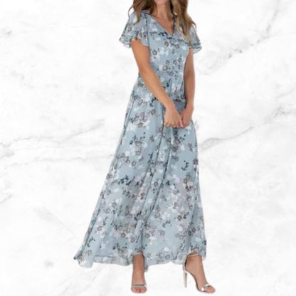 Ensorina | Dames Maxi Jurk | V-hals Bloemenprint
