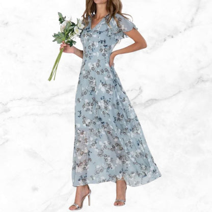 Ensorina | Dames Maxi Jurk | V-hals Bloemenprint