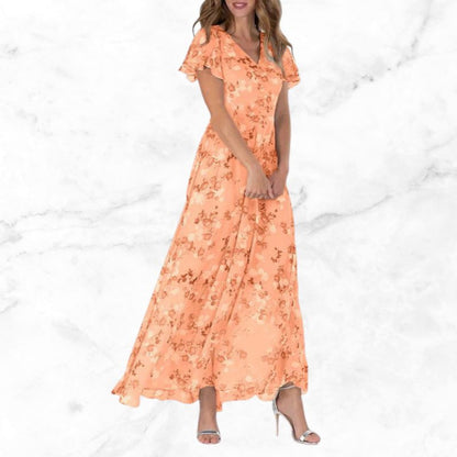 Ensorina | Dames Maxi Jurk | V-hals Bloemenprint