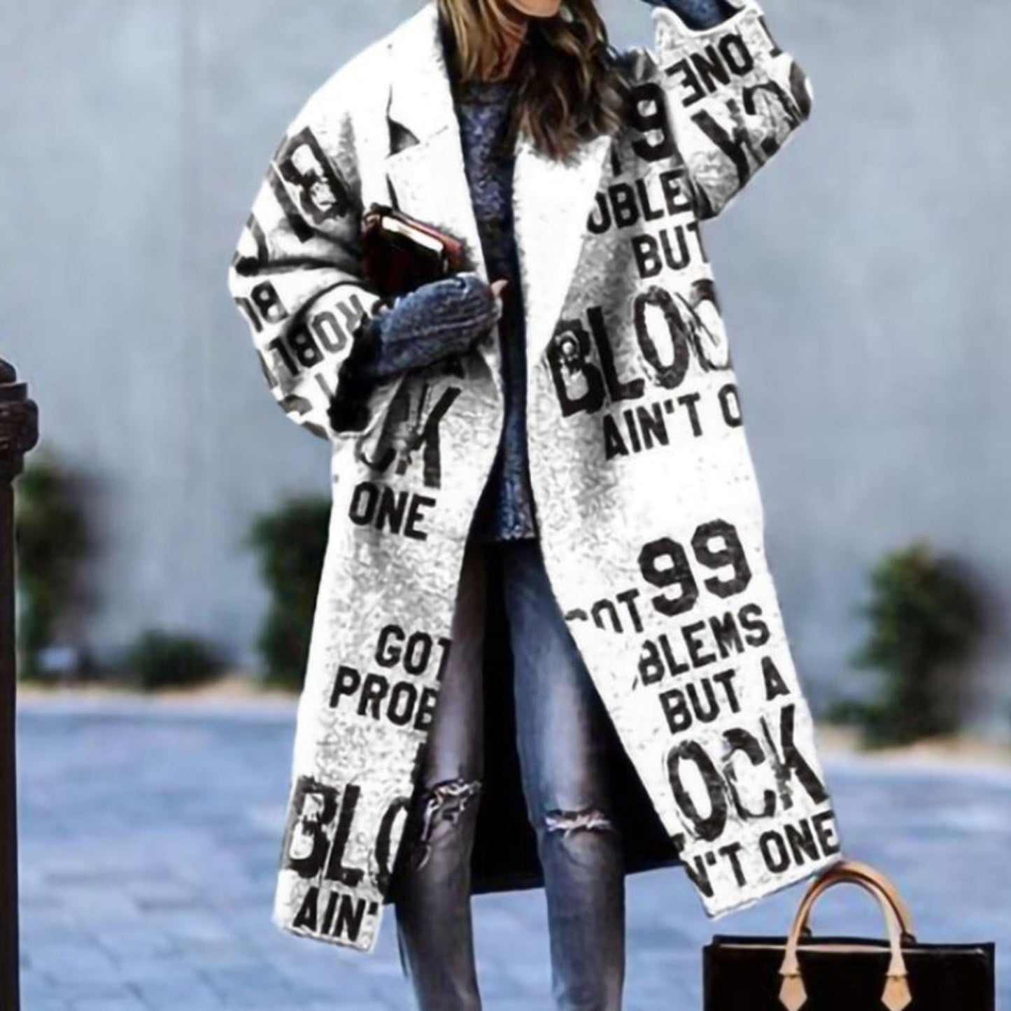 Aafgerda | Dames Lange Jas | Oversized Kleurblok