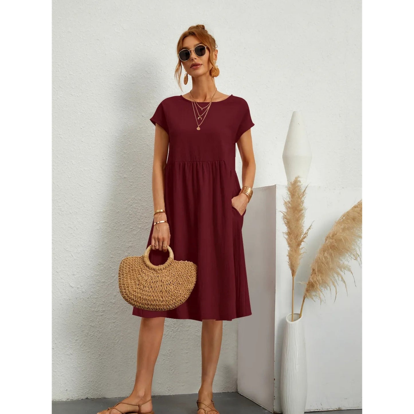 Dames Midi Jurk | Korte Mouwen