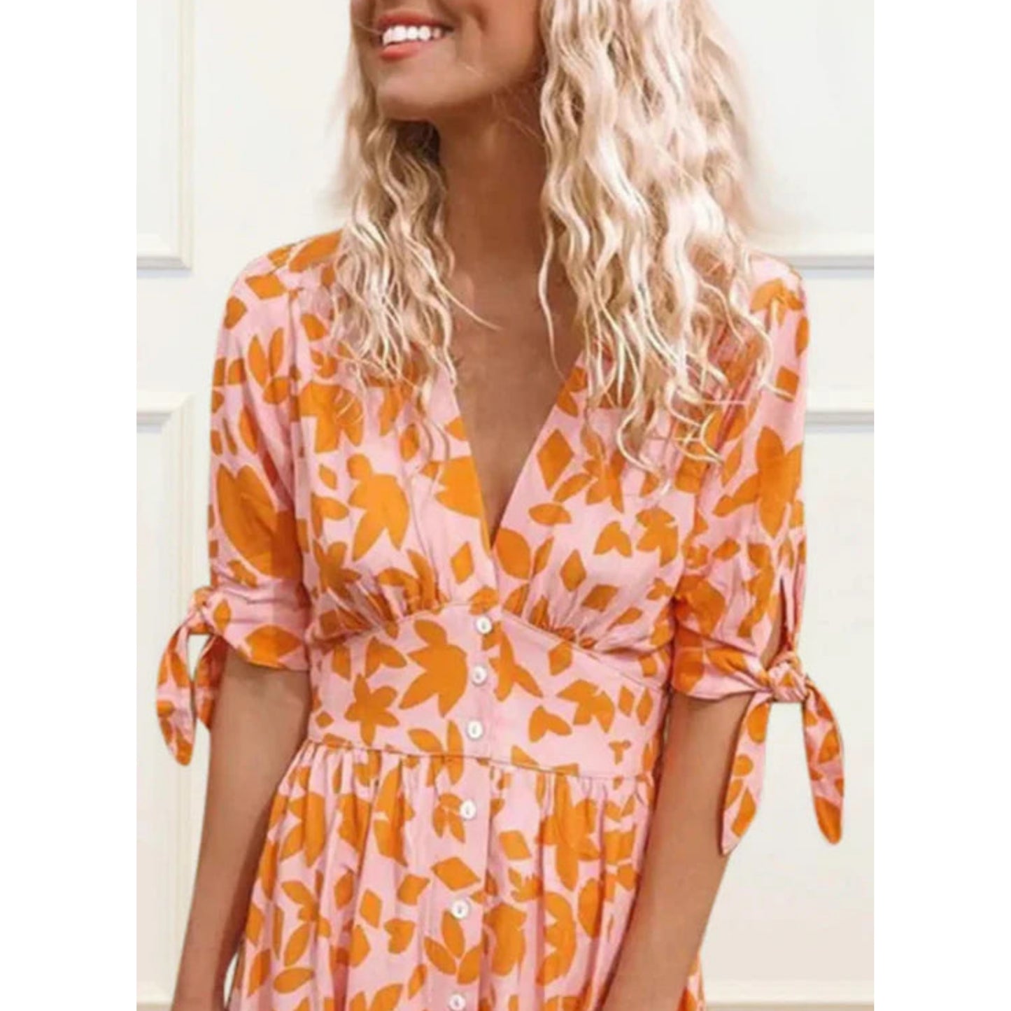 Edelinne | Dames Maxi Jurk | Bloemenprint V-hals