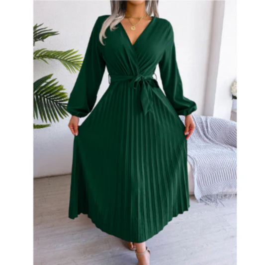 Appolot | Dames Maxi Jurk | Geplooide V-hals