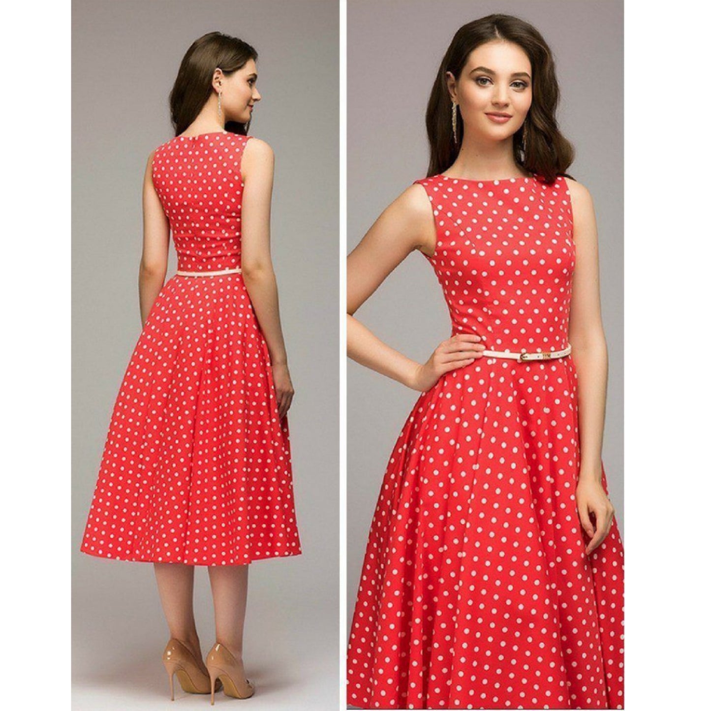 Dames Elegante Midi Jurk | Polkadot