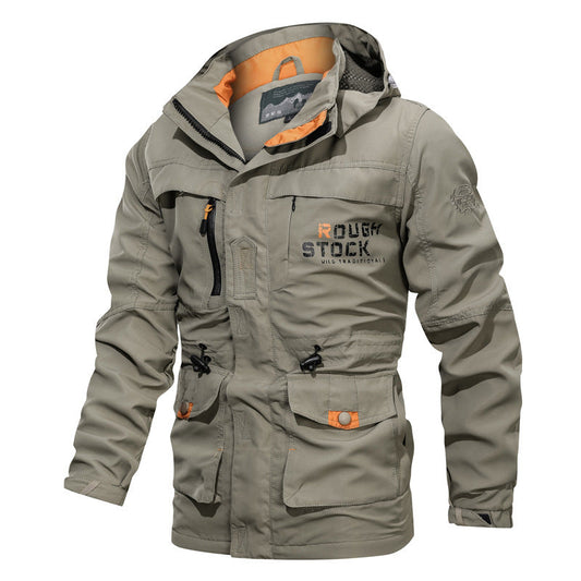 Heren Outdoor Jas – Waterafstotend – Relaxte Pasvorm – Capuchon – Multizak – Halflang