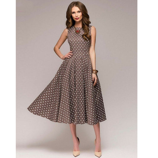 Dames Elegante Midi Jurk | Polkadot