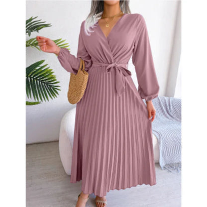 Appolot | Dames Maxi Jurk | Geplooide V-hals