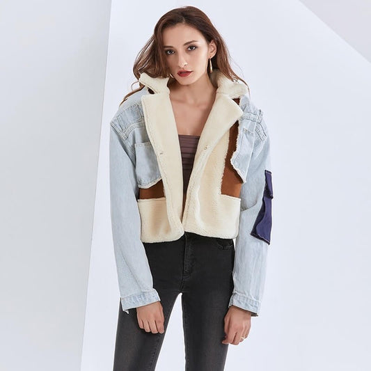 Maitane | Trendy Kleurblok Cropped Jas